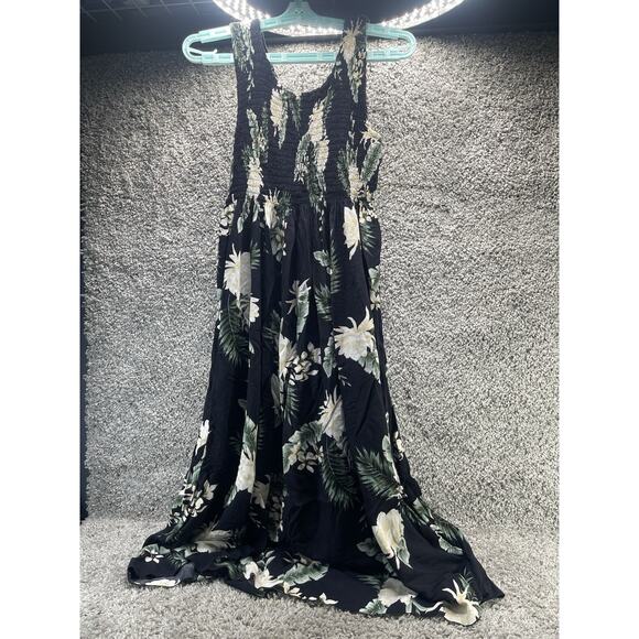 Women's Floral Print Dress Short Sleeve Punny Island Hawaii One Size Multicolor - Picture 1 of 8
